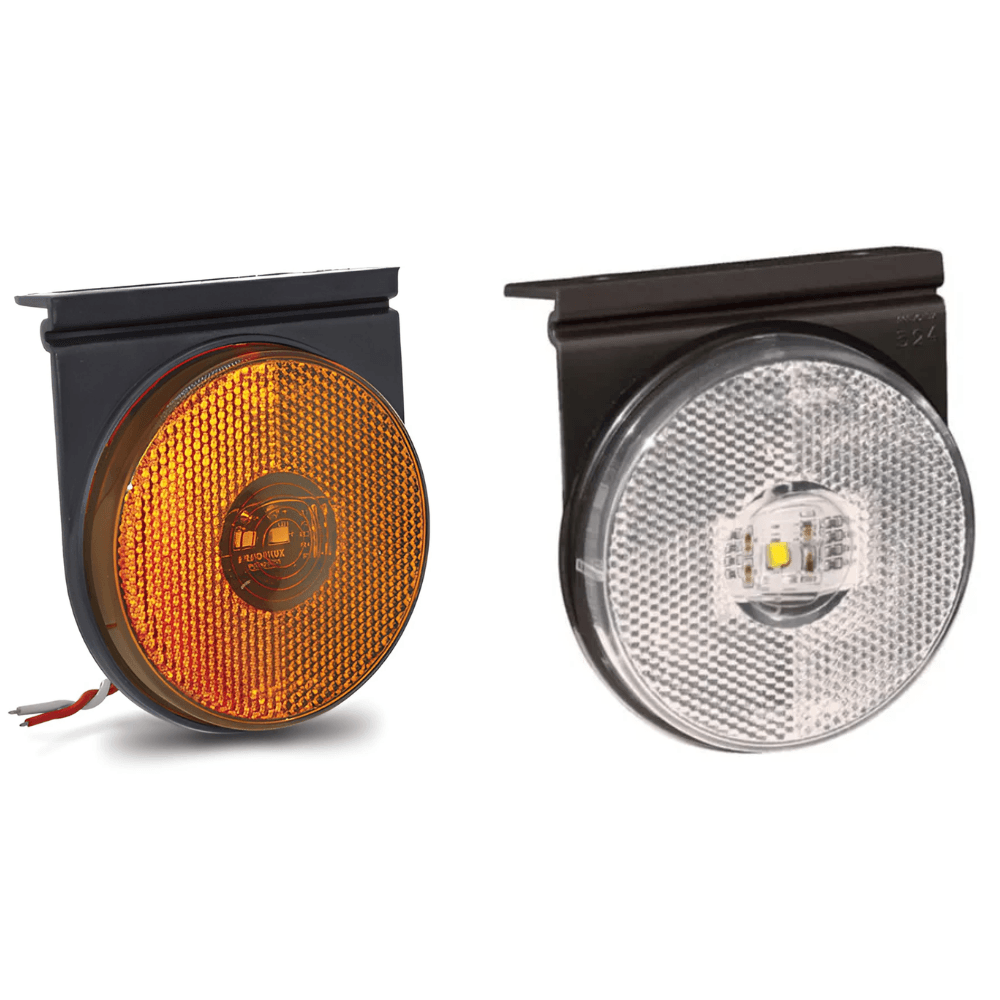 KIT 2 LANTERNAS LATERAIS LED BIVOLT C/ SUPORTE FLEXÍVEL - ÂMBAR/CRISTAL UNIVERSAL
