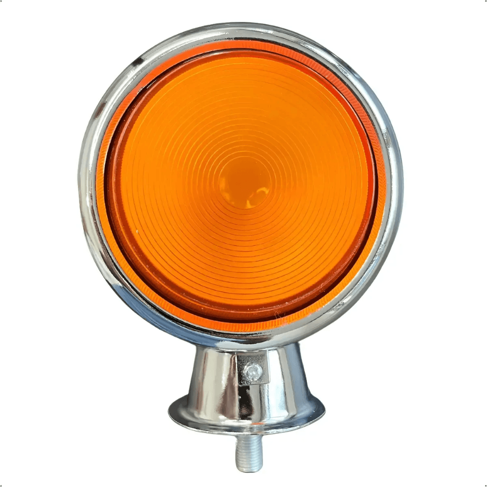 LANTERNA BOJUDA CROMADA ABS LENTE ALTA RAIADA PLACA 2 LEDS